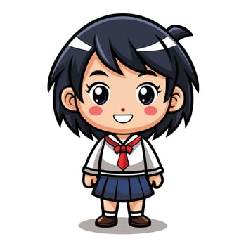 girl in school uniform white background vector