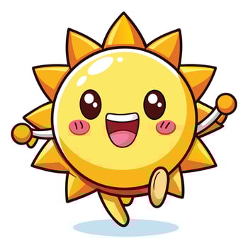 cartoon sun running illustration vector