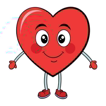 heart character with arms and legs standing vector