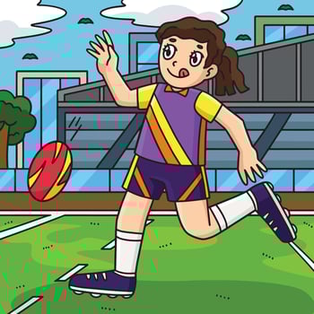 Female Rugby Player doing a Short Punt Colored vector