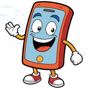 cartoon mobile phone character vector
