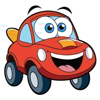 cartoon car with big eyes and vector