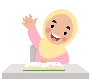 Illustration of a hijab girl studying in class png