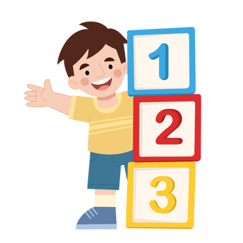 Boy with number blocks cartoon illustration png