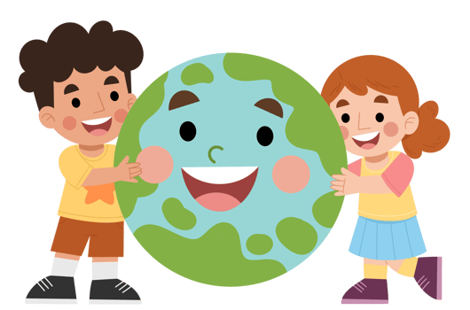 Illustration of children hugging the earth png