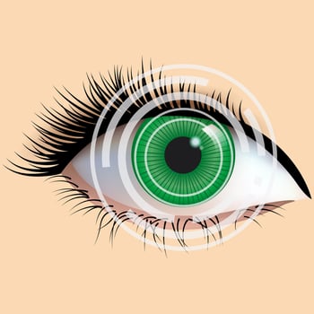 Laser eye surgery and glaucoma concept, close-up of eye with grid or target overlay vector