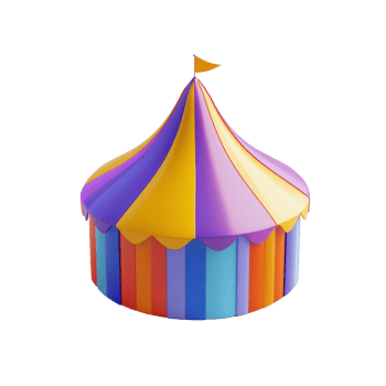 Colorful Circus tent 3D icon isolate on transparent background png