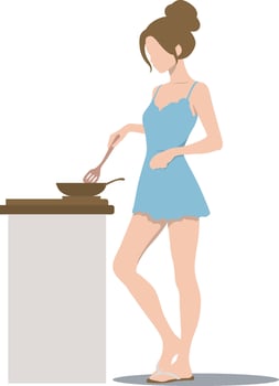 Woman Cooking at Home. vector
