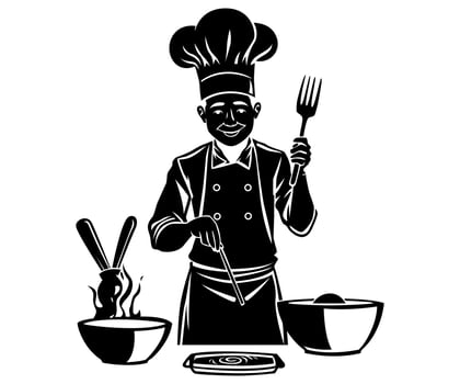 Professional Chef cooking a delicious food silhouette isolated illustration vector