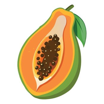 Papaya sliced fruit isolated realistic. Summer exotic ripes vector