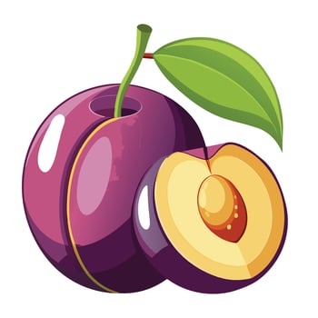 Plum fruit cartoon isolated vector