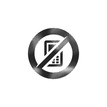 Phone restriction area icon in halftone style. Black and white monochrome illustration. vector