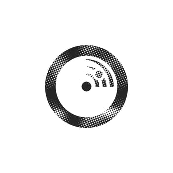Radar icon in halftone style. Black and white monochrome illustration. vector