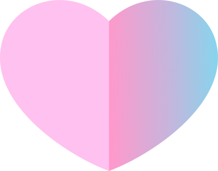 Two tone heart love colorful pinky png