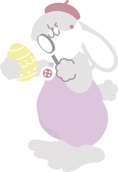 happy easter festival with animal pet bunny rabbit use magnifying glass to analyzing egg, pastel color png