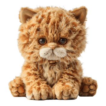 Fluffy Brown Teddy Bear with Button Eyes Isolated on Transparent Background png