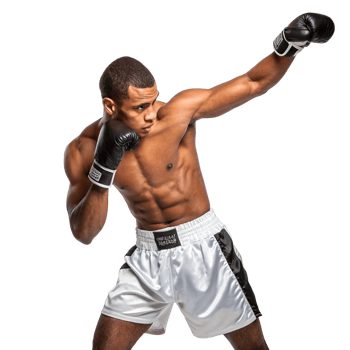 Dynamic boxing pose studio setting sports photography athletic concept png