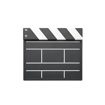 Black and white clapperboard isolated on transparent background png