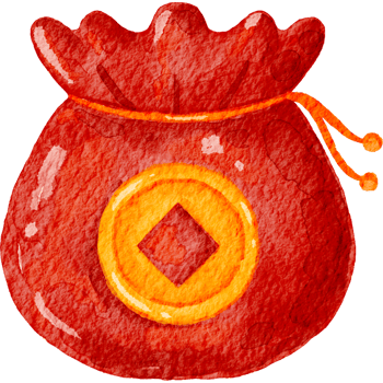Festive red coin pouch for Chinese New Year with red symbolizing good luck and prosperity. png