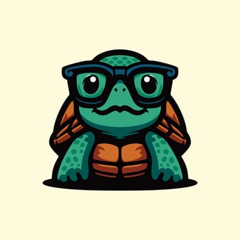 Turtle glasses logo design art illustration vector