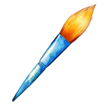 Watercolor brush with tapered end and soft bristles, perfect for artistic creations. Its vibrant colors and fine tip enhance painting techniques and detail work png