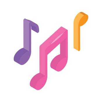 Isometric icon of musical notes representing love for music and melodies. vector