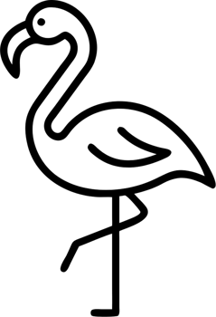 Flamingo in outline icon style, birds and poultry, animal theme. png