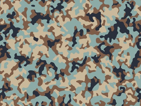 Military blue and brown camouflage texture. Seamless pattern for fabric print. Army background, camo classic wallpaper vector