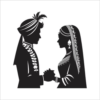 Indian wedding clip art bride and groom vector