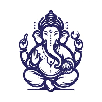 Ganpati Bappa Ganesh Chaturthi Festival For Lord Ganesha Design Silhouette On White Background vector