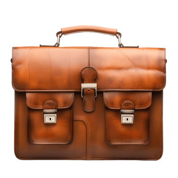 Vintage Leather Briefcase isolated on transparent background png
