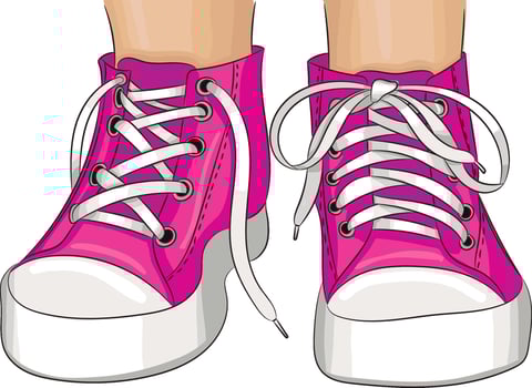 Kids leg in pink sneakers isolated on white vector