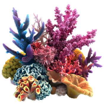 Vibrant Coral Reef Scene Isolated on Transparent Background png
