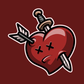 Love Is Destroyed Expression Mascot Illustration is perfect for your brand business vector