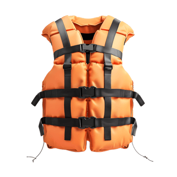 Orange Life Jacket with Straps Isolated on Transparent Background png
