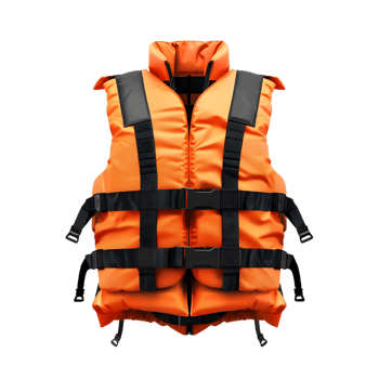 Detailed Orange Life Jacket Isolated on Transparent Background png