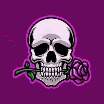 Skull Head In Love With Rose Mascot Illustration is perfect for your brand business vector