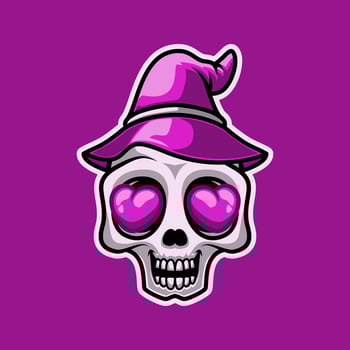 Cute Witch Skull Head In Love Mascot Illustration is perfect for your brand business vector