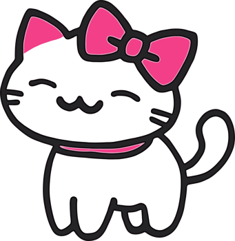 Cute Cartoon Cat with Pink Bow - Adorable Kitty Illustration for Kids png