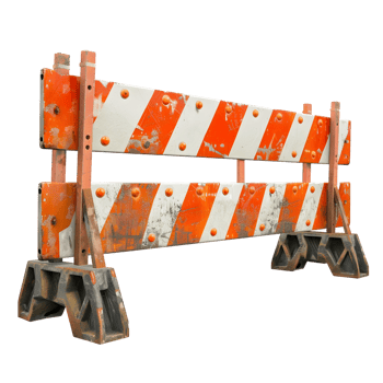 Orange and White Striped Construction Barrier isolated on transparent background png