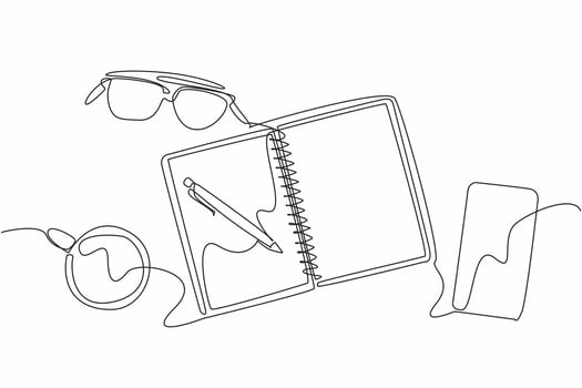 Single one line drawing organizer book with Bucket List writing. Write down the targets to be achieved. Achieve dreams. Goals. National Bucket List Day. Continuous line design graphic illustration vector