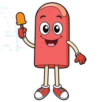 a cartoon ice cream character holding an ice cream vector
