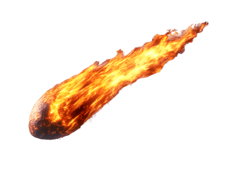 Fiery Meteor Streaking Across the Night Sky png