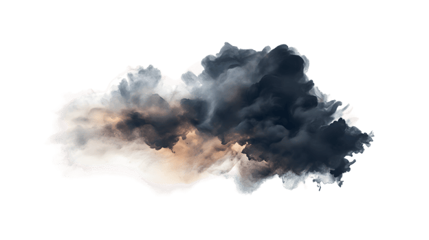 Dramatic Cloud Formation with Dark and Light Grey Hues and Hints of Orange and Yellow png
