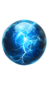 Electrifying Blue Sphere with Glowing Lightning Patterns png