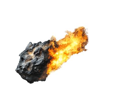Fiery Asteroid burning through atmosphere png