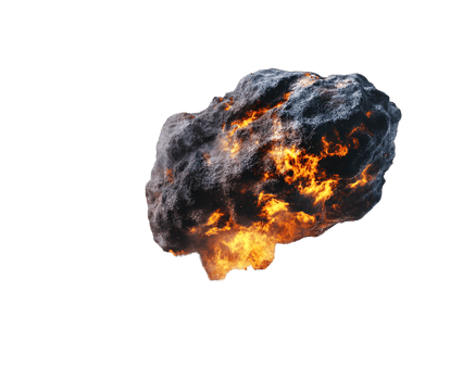 Fiery Asteroid Explosion in the Vastness of Space png