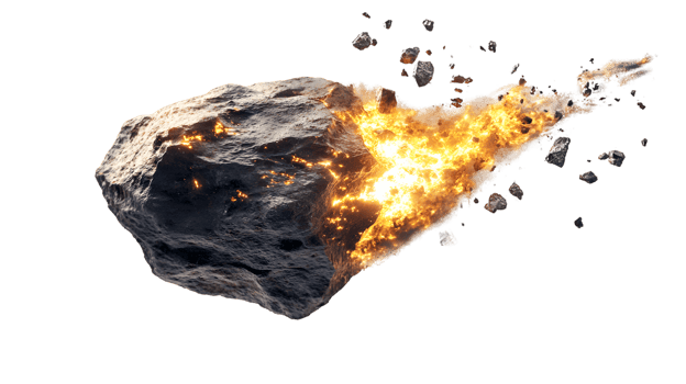 Fiery Asteroid Fragmentation in Space png