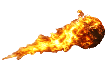 Fiery Ball of Fire with Long Flame Tail png