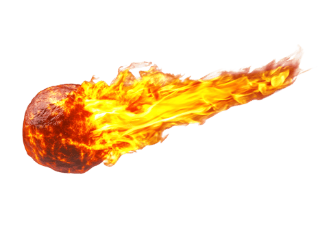 Fiery Meteoroid Blazing Across Dark Sky with Glowing Trail png